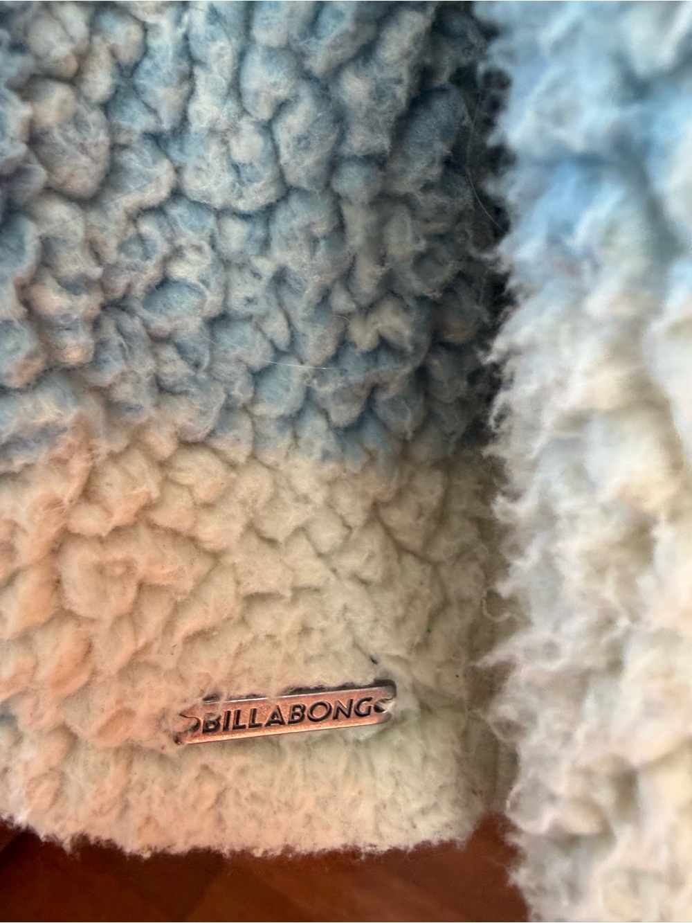 Billabong Blue Cream Buffalo Plaid Sherpa Half Zip Pullover Size Medium - Picture 9 of 9